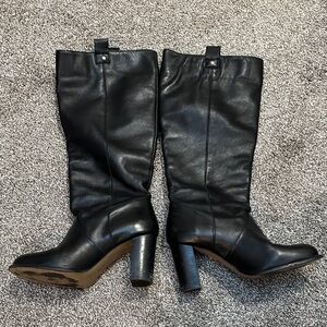 Black Leather Knee-High Boots Sz 38 Made in Spain